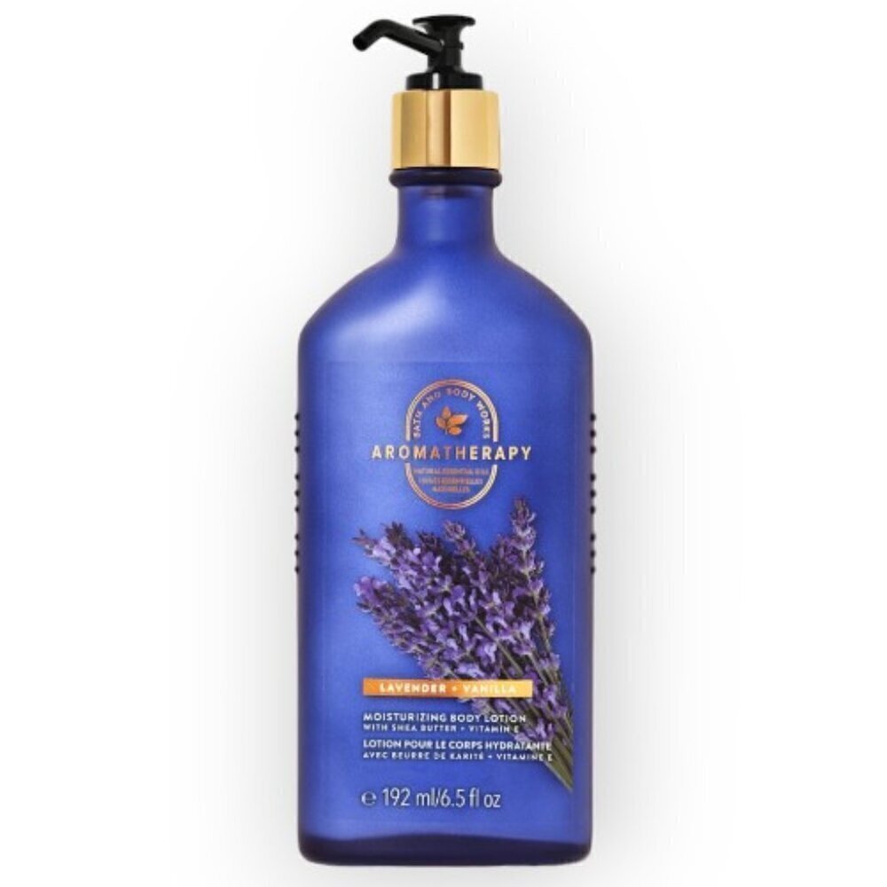 Bath and Body Works Lavender Vanilla Lotion Aromatherapy Glass Bottle 6.5 oz